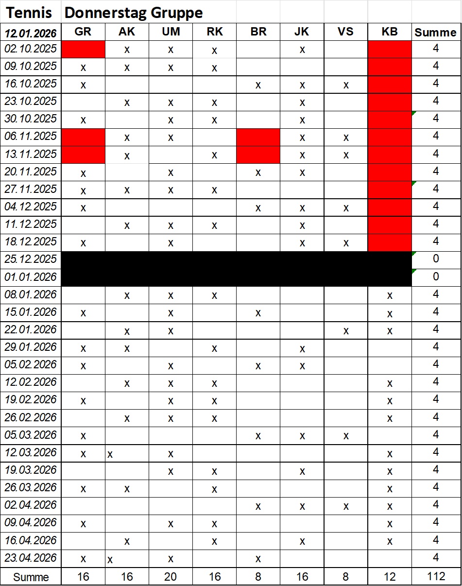 hallenplan donnerstag